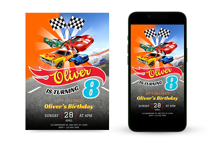 Hot Wheels Birthday Invitation, an Invitation Template by Earth5168