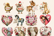 VALENTINE DREAM ANIMALS CLIPART PACK, an Animal Illustration by Daring Digies (Thumbnail 3 of 8)