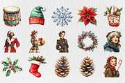 Watercolor Vintage Christmas Element, a Seasonal Illustration by Rose Art (Thumbnail 2 of 4)