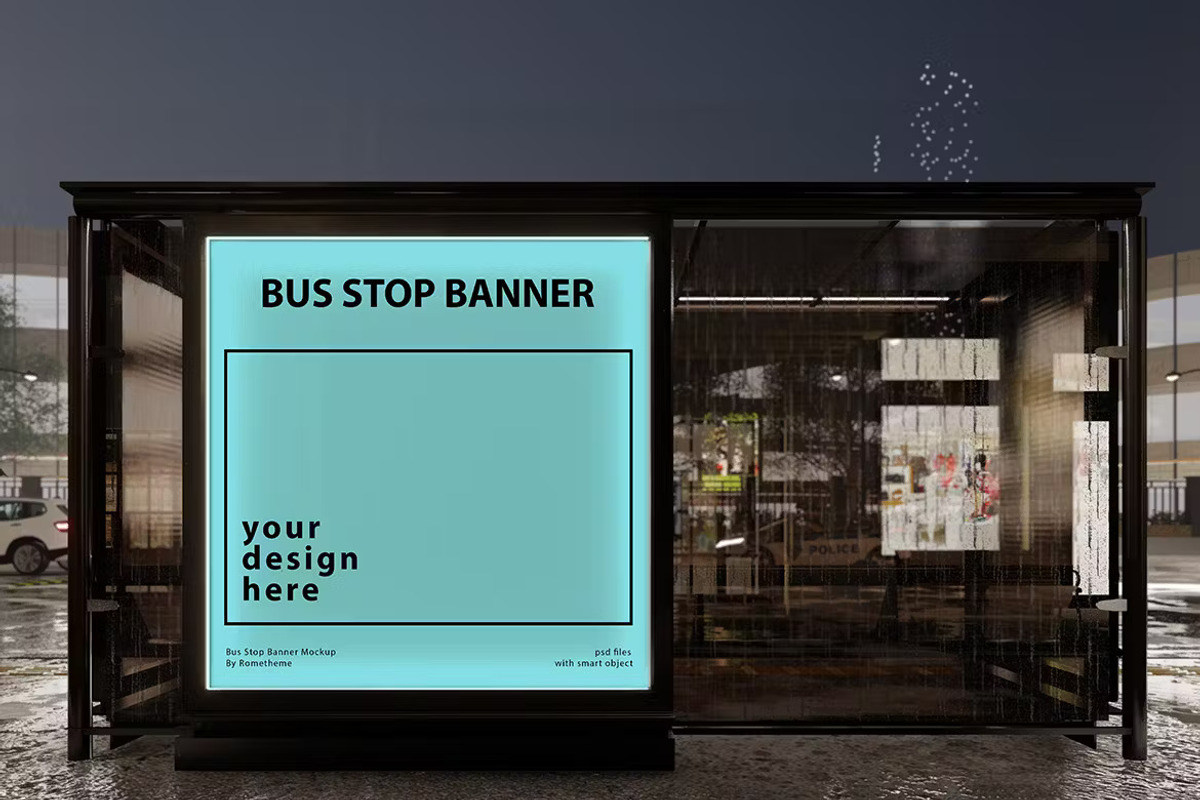 Bus Stop Banner Mockup Set, an Advertising Mockup by PaperMoon (Photo 3 of 5)