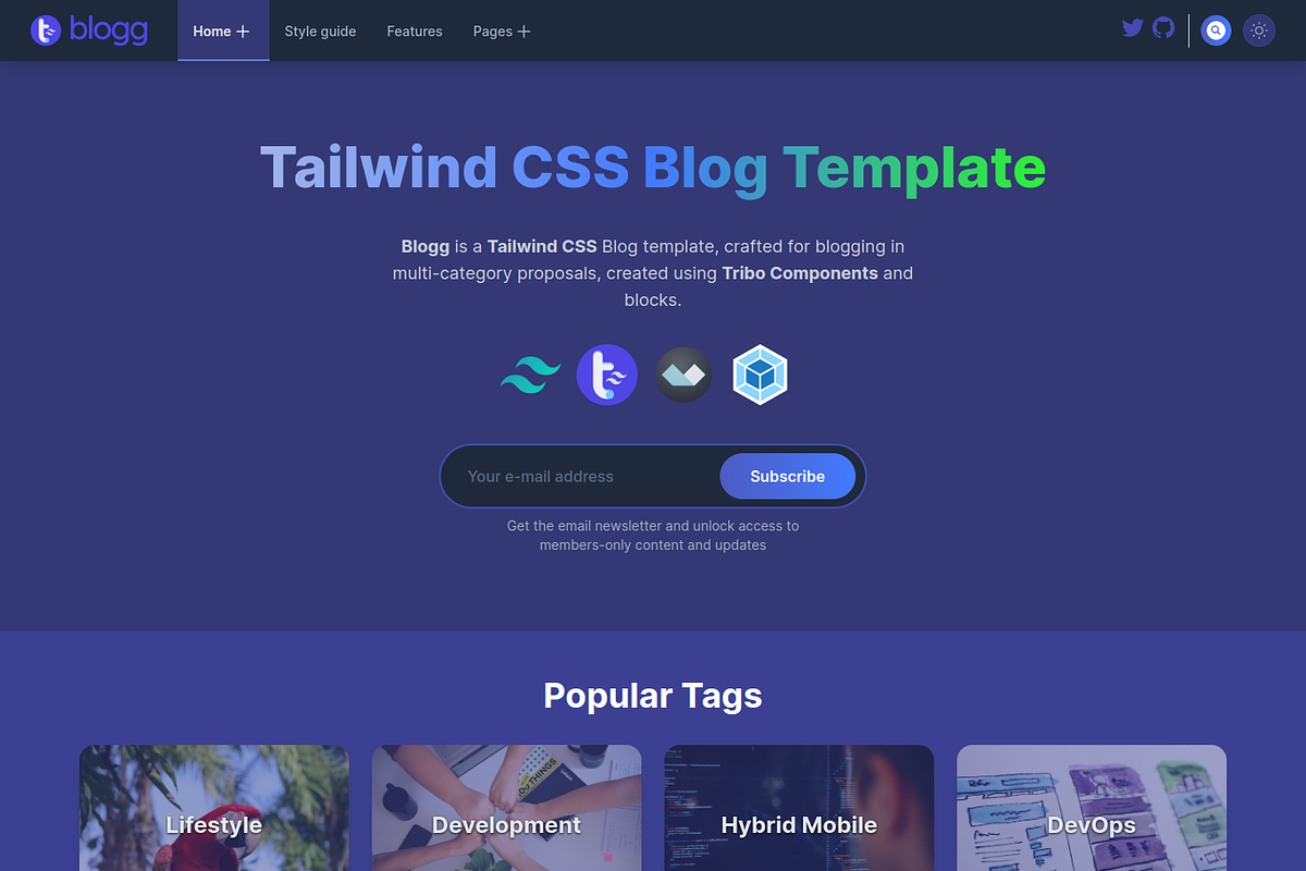 Blogg - Tailwind Theme (HTML + CSS), a HTML Template by tribo.studio (Photo 4 of 7)