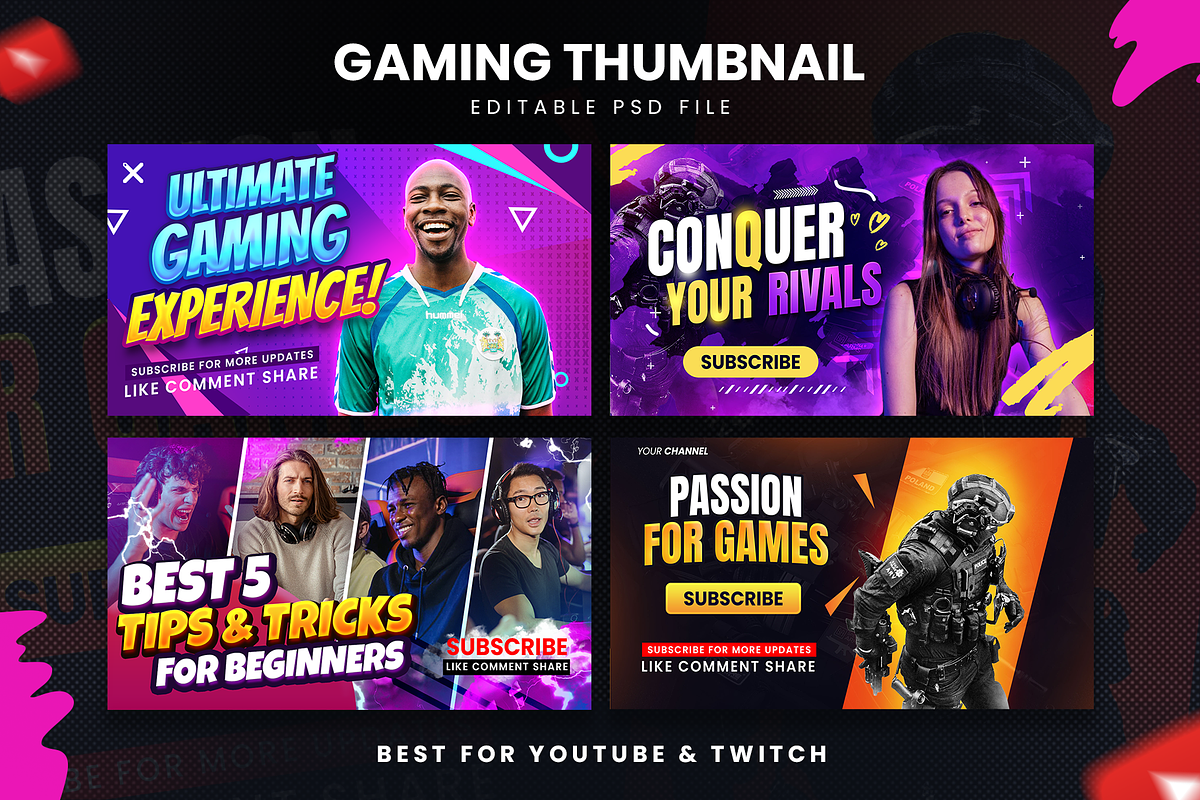 Gaming Youtube Thumbnails, a Social Media Template by Ammad (Photo 1 of 5)
