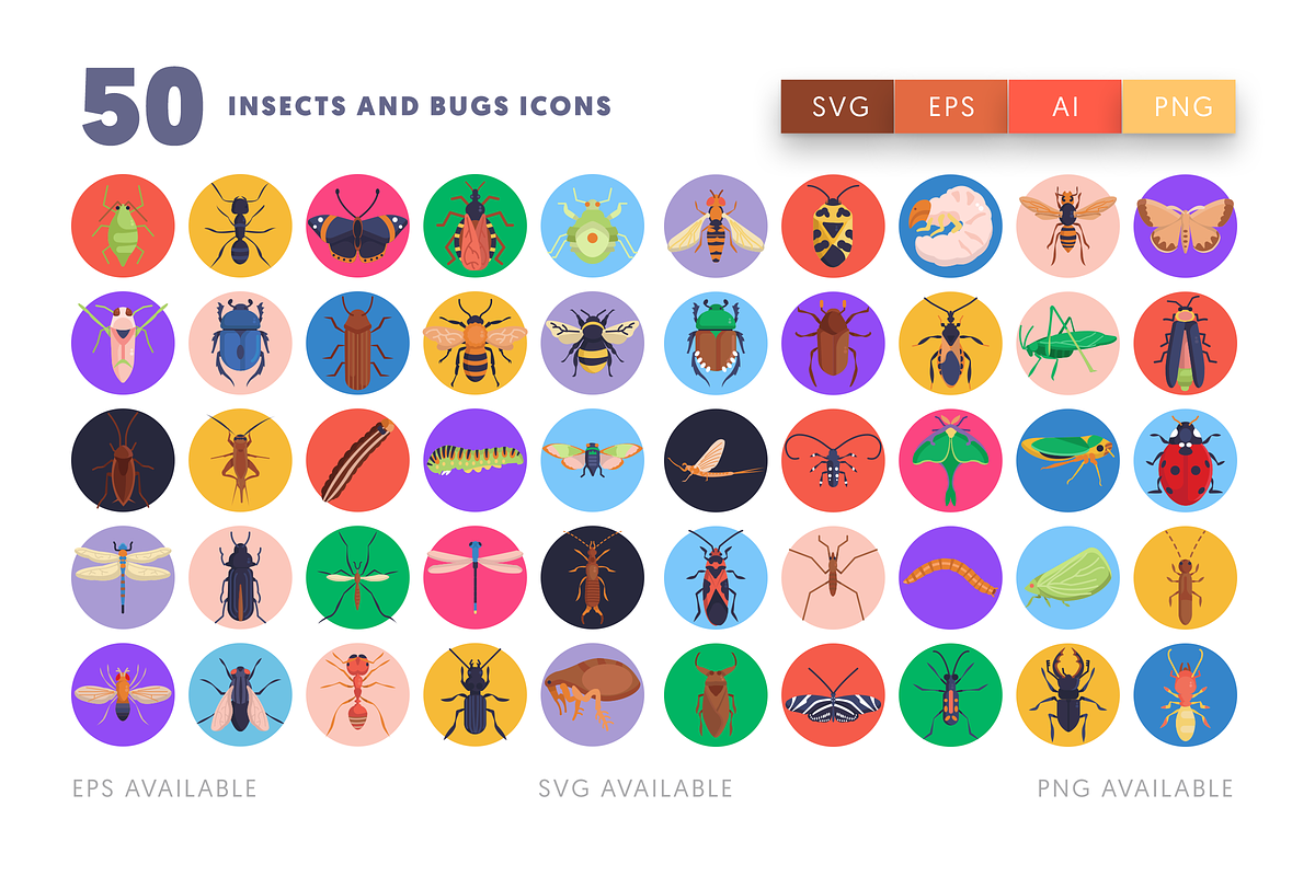 50 Insects and Bugs Icons, an Outline Icon by Dighital (Photo 2 of 10)