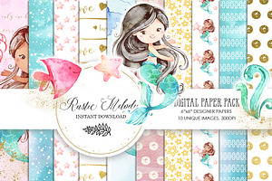 MERMAID DIGITAL PAPER PACK