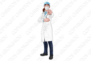 Doctor Woman Needs You Pointing, a Healthcare Illustration by Christos Georghiou