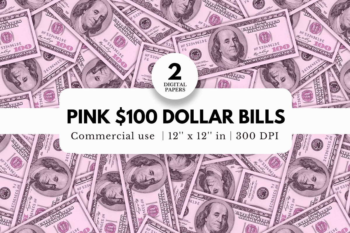 Pink 100 Dollar Bills Digital Papers, a Background Graphic by NorthWindPixels (Photo 1 of 4)