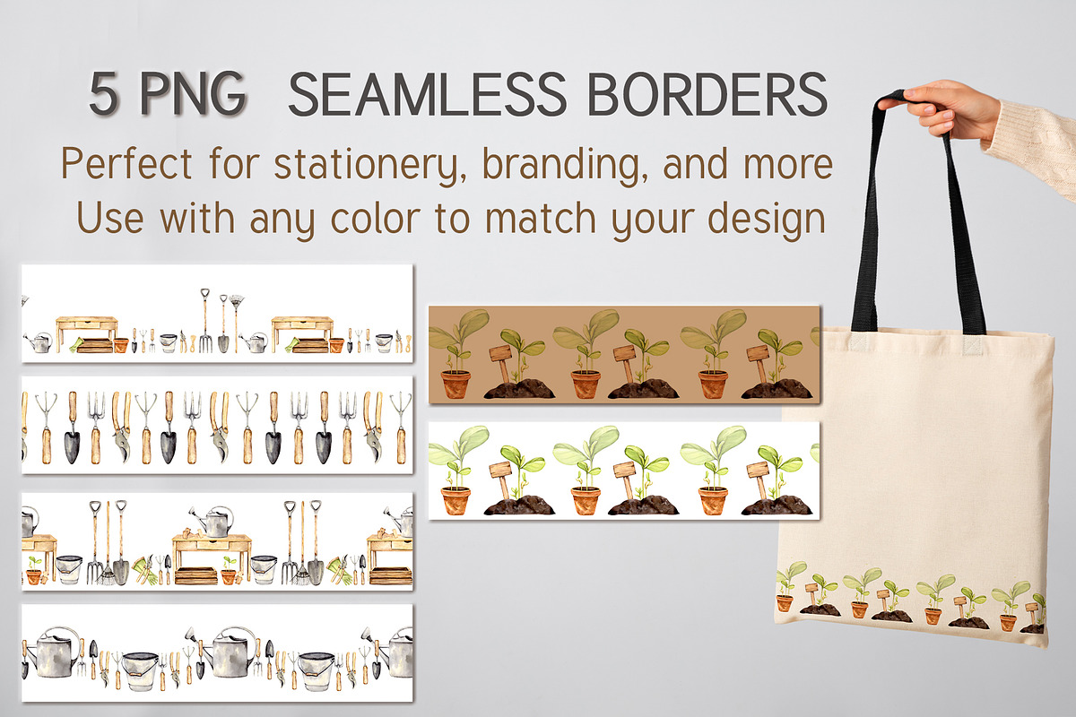 Garden Tools Watercolor Set, an Object Illustration by WatercolorElena (Photo 8 of 11)