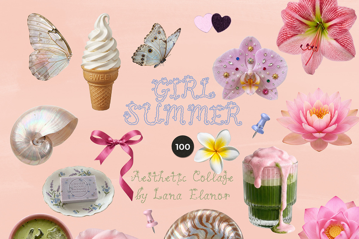 GIRL SUMMER Pastel Feminine Collage, an Object Graphic by Lana Elanor (Photo 5 of 10)