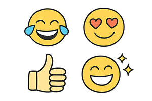 Emojis representing joy, love, and, an Illustration by ZinetroN