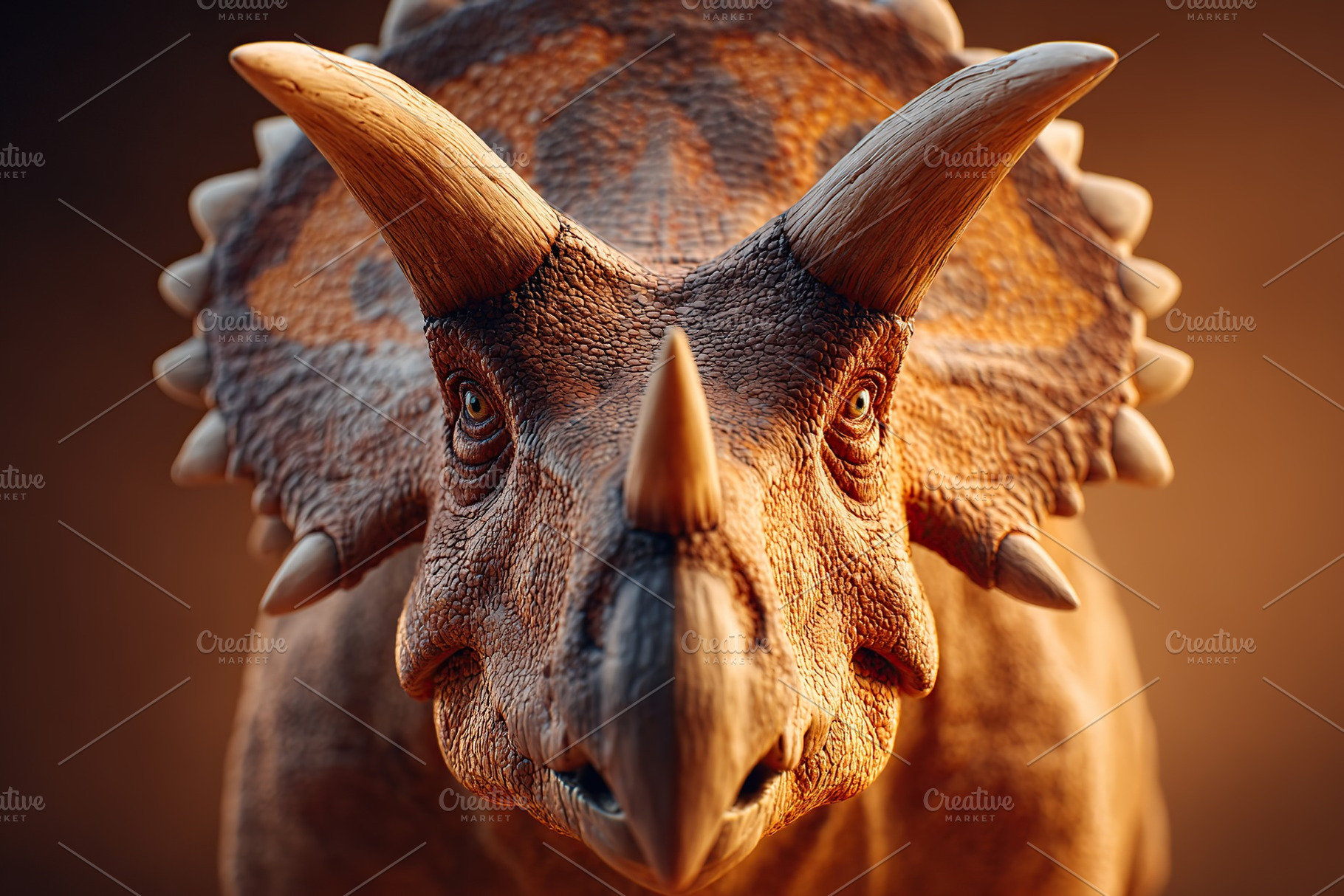 Triumphant triceratops stands proudly in a serene prehistoric landscape at suns, an Animal Photo by AlyaAnd