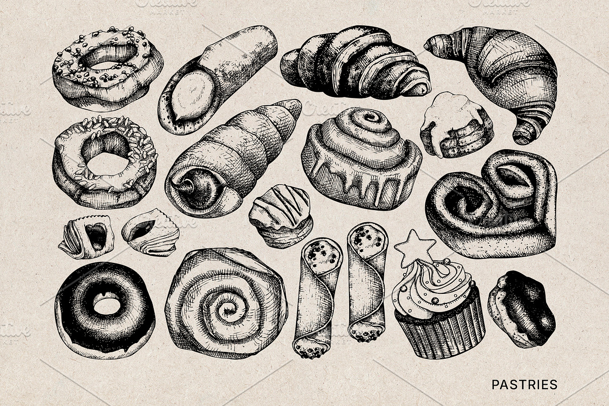 Bakery Illustrations Vector Bundle, a Food Illustration by Yevheniia (Photo 4 of 10)