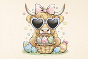 Easter Day Highland Cow PNG, Cute Co, an Illustration by DreamPrint404 (Thumbnail 1 of 7)