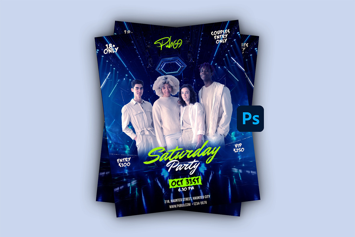 Saturday Night Party Flyer PSD, a Flyer Template by Posterfello (Photo 3 of 5)
