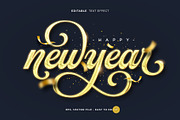 New Year Chrome Gold Text Effect, a Layer Style Add-On by zdson (Thumbnail 1 of 2)