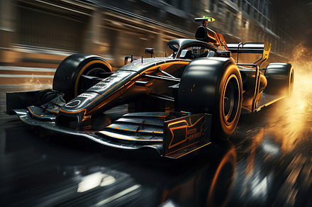Formula race car on a road with motion blur. Generative AI., a Transportation Photo by AS photostudio