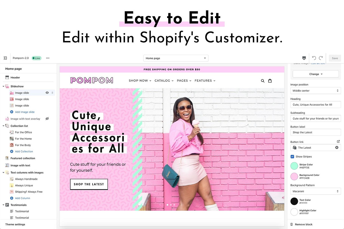 PomPom: Pink Shopify Theme, a Shopify Template by ltsdesigns (Photo 4 of 5)