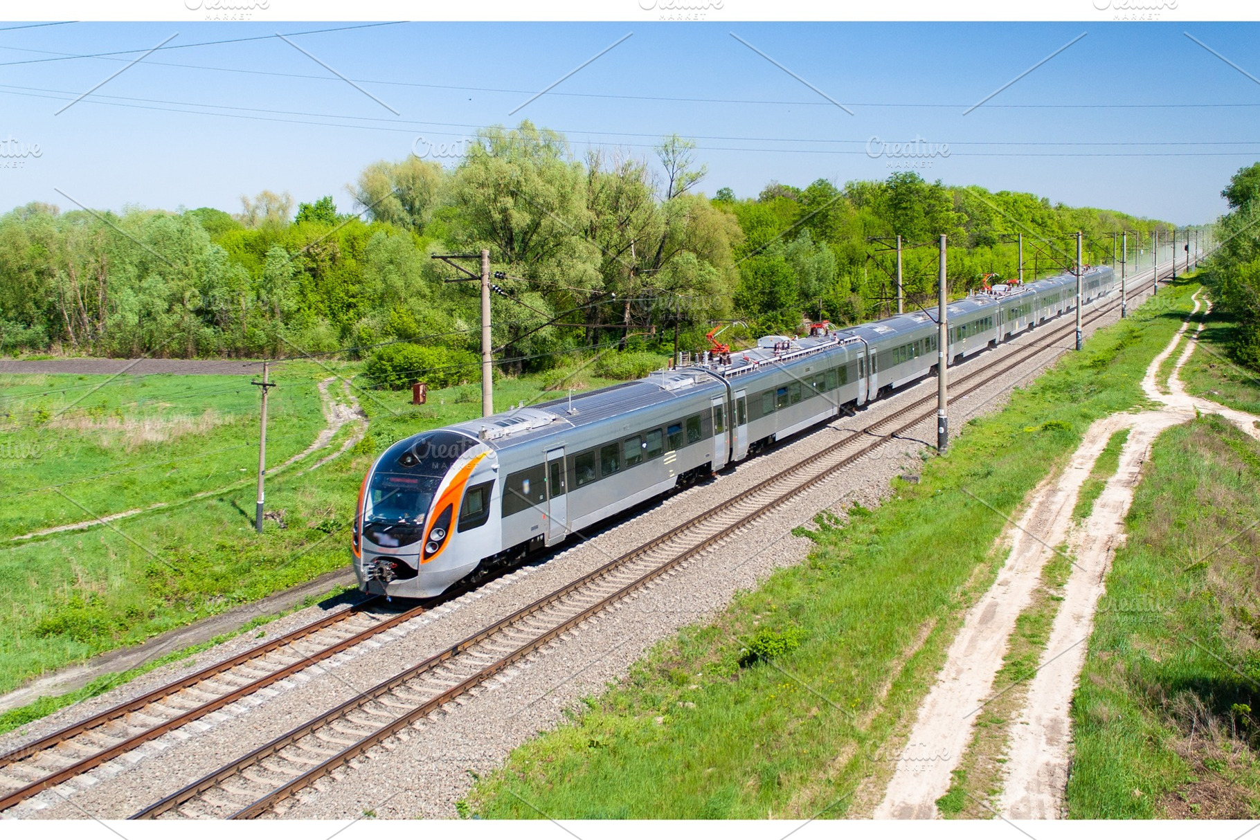 Modern fast passenger train in ukraine stock photo containing train and, a Transportation Photo by Leonid Andronov