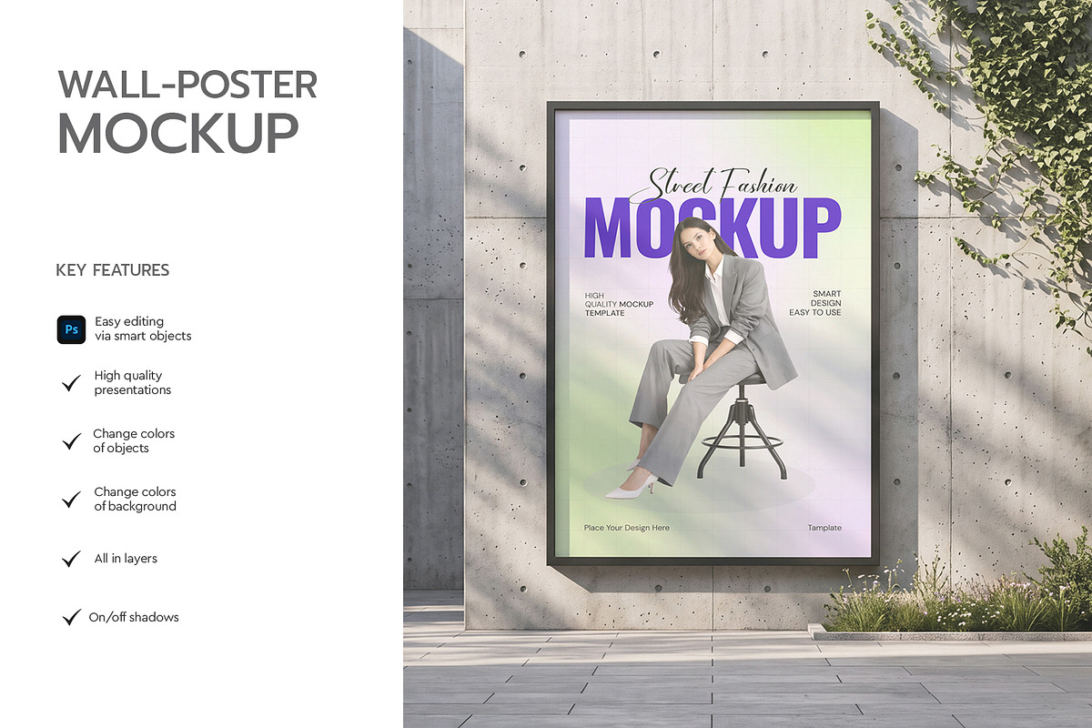 Outdoor Wall Poster Frame Mockup, an Advertising Mockup by graphypix (Photo 2 of 4)