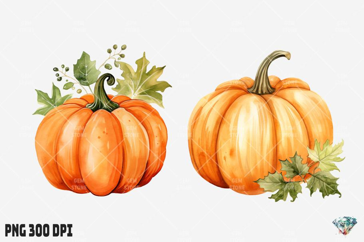 Halloween Pumpkin Watercolor, an Illustration by Gemstone (Photo 3 of 12)
