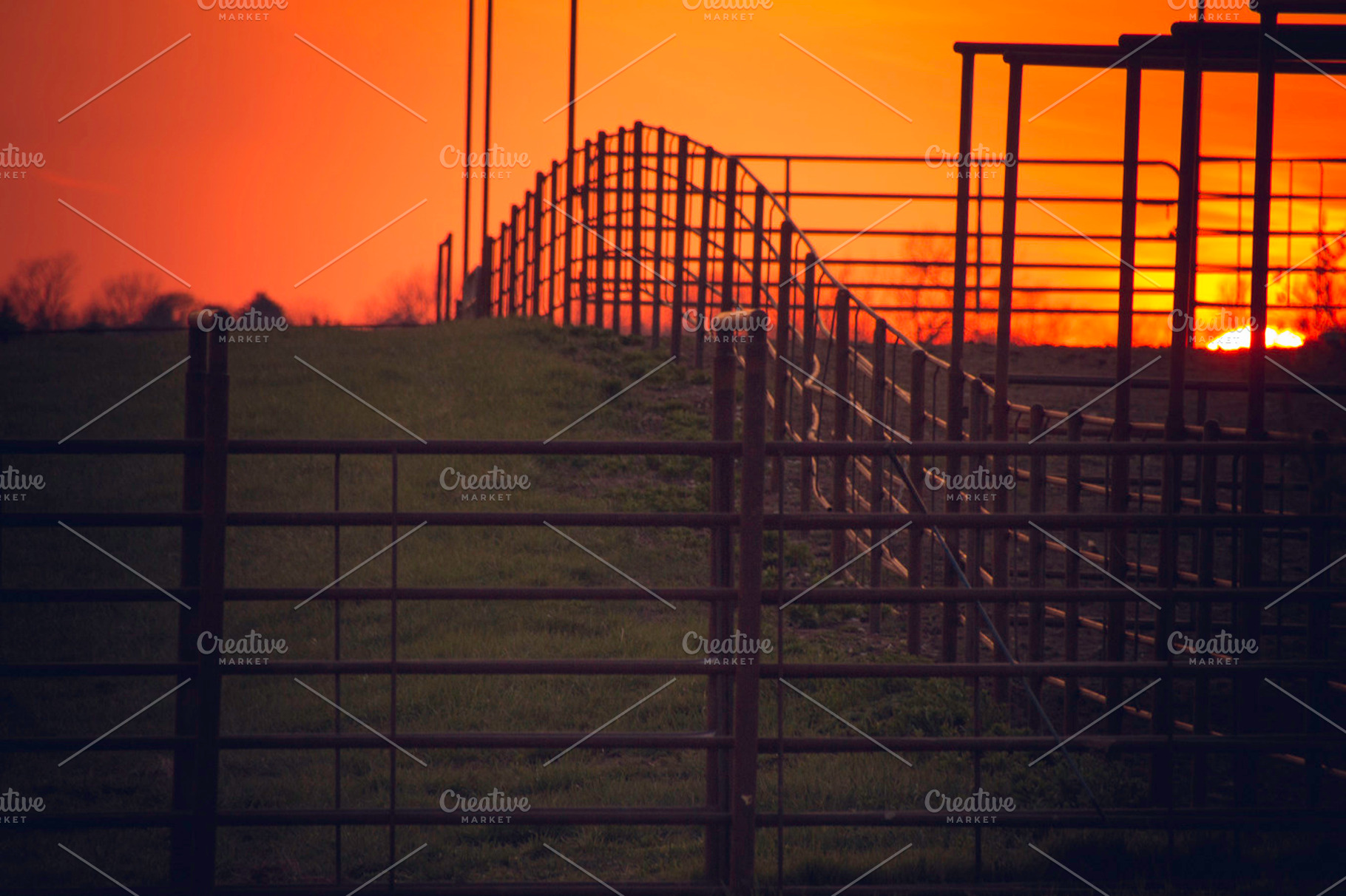 Fence line at Sunset, a Background Photo by movielighter