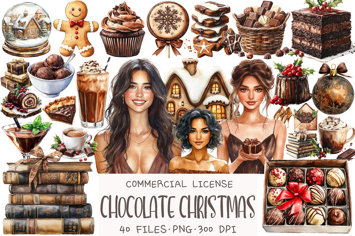 Chocolate Christmas Clipart, an Illustration by OK Design (Photo 1 of 5)