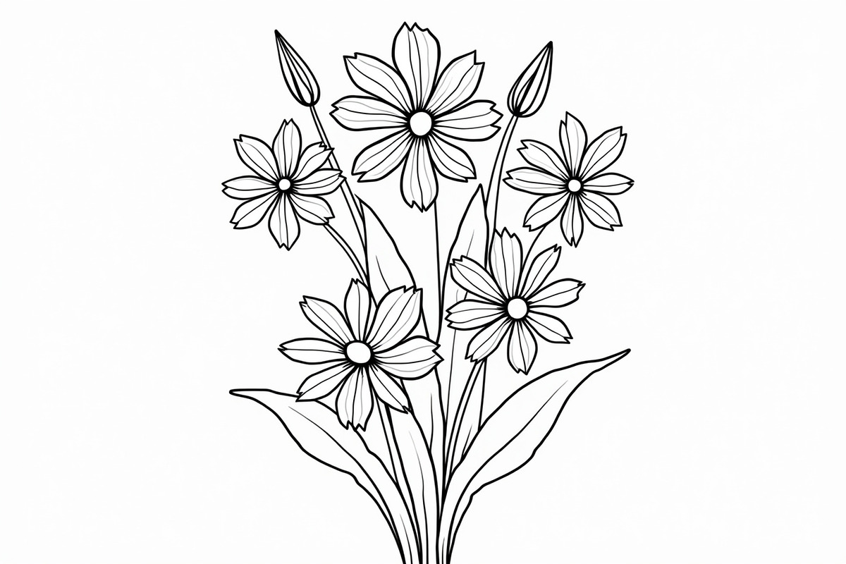 Flower Outline Art Printable Pack, an Illustration by BIPLOB EXPERT (Photo 9 of 9)
