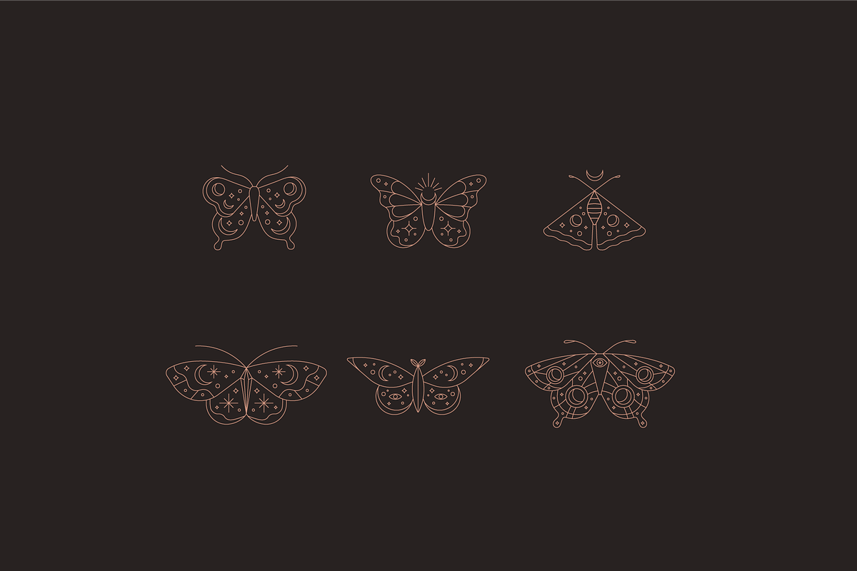 Celestial Moth & Butterfly Vectors, an Illustration by Minimal Marks (Photo 4 of 5)