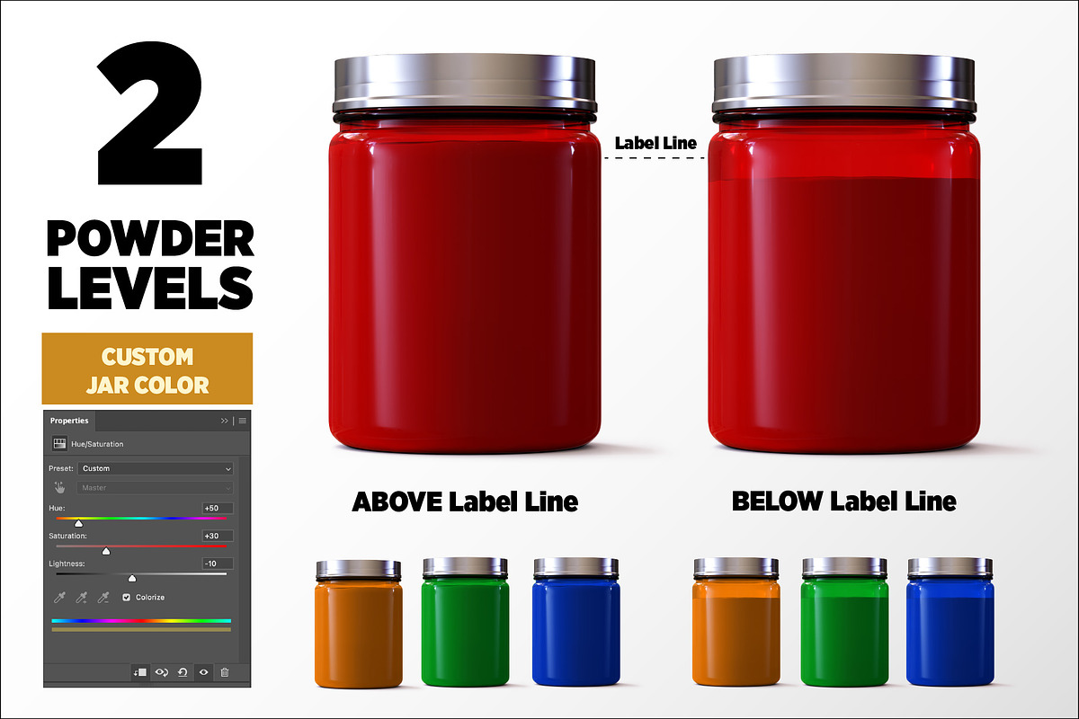 1lb Whey Protein Jar Mockup A2-Pro, a Packaging Mockup by Design Warlord (Photo 3 of 16)