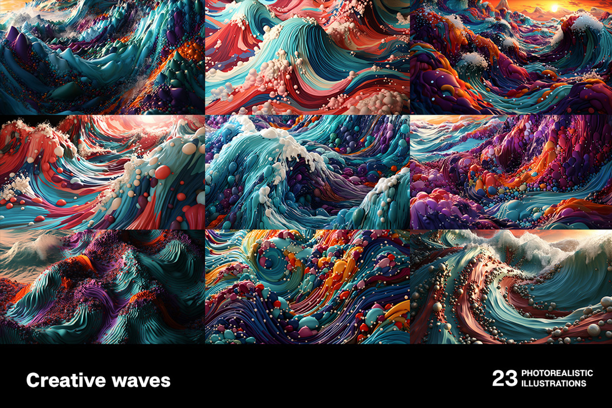 Creative waves. 23 images, a Decorative Illustration by Handmadefont (Photo 2 of 9)