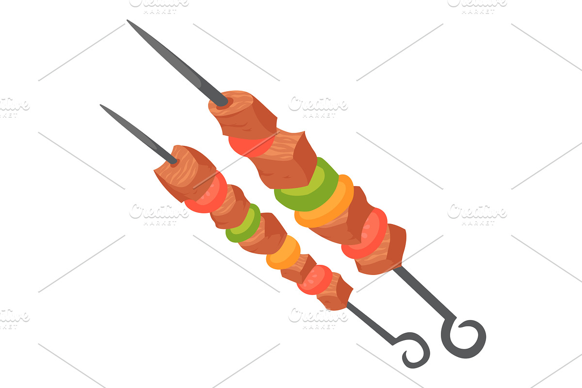Kebab food vector grill meat cafe, a Food Illustration by vectorpointstudio