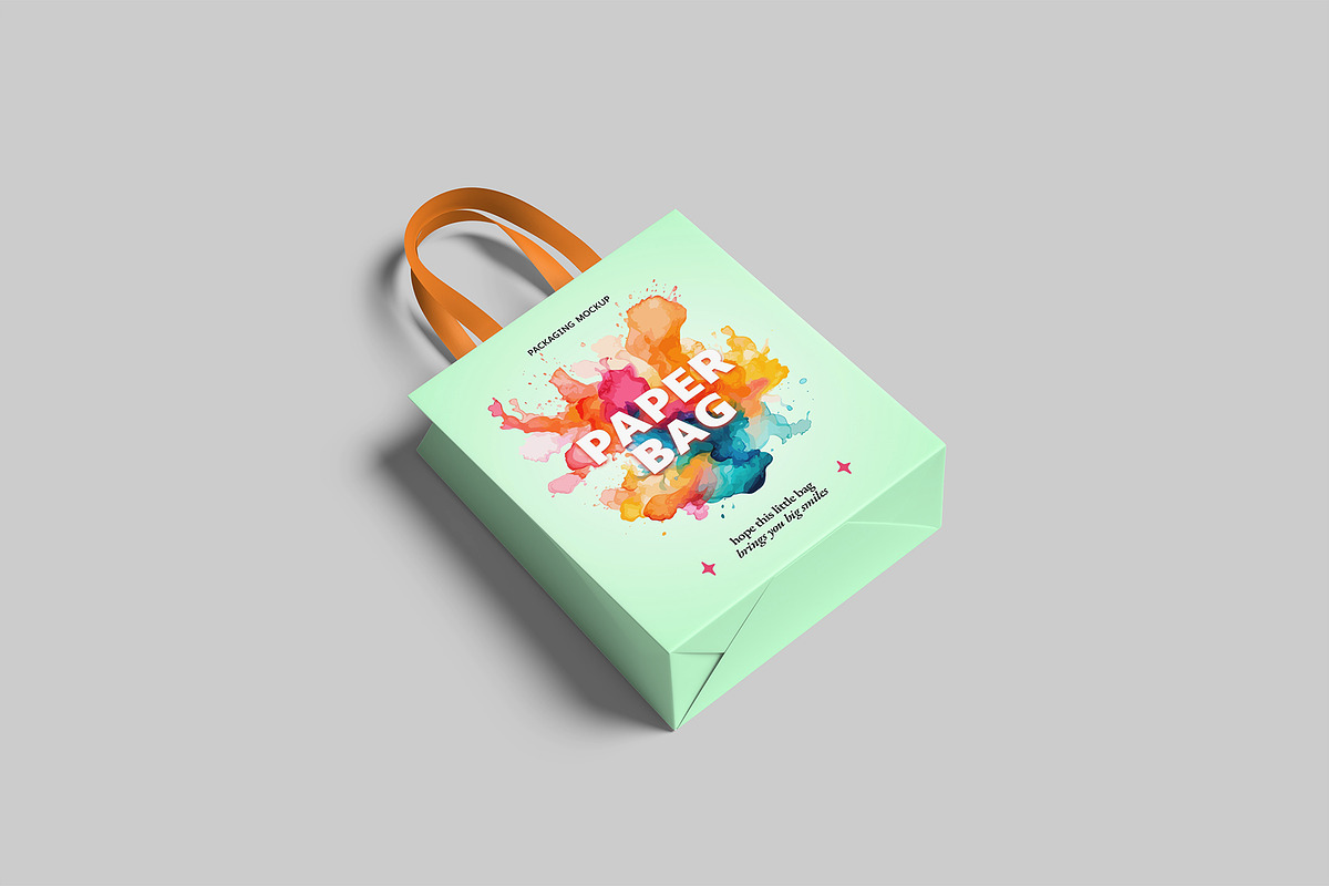 Paper Bag Mockup, a Merchandise Mockup by graphictime (Photo 3 of 12)