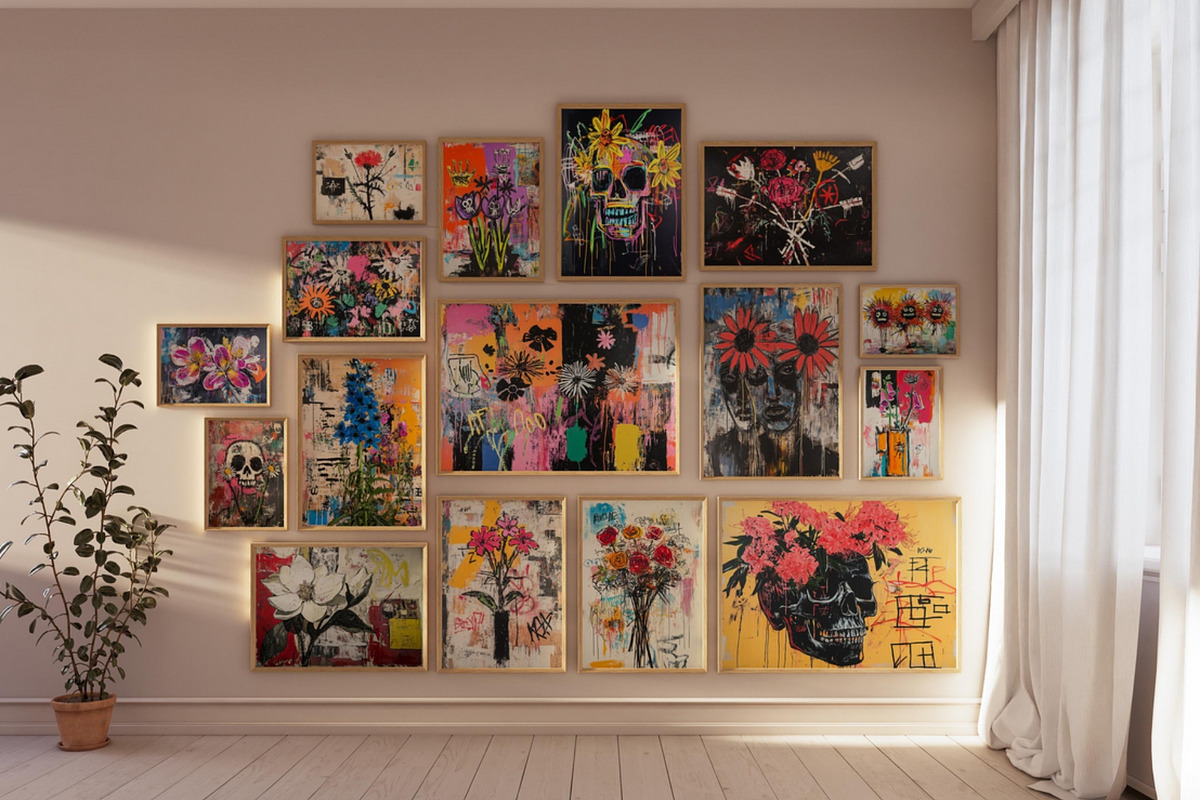 Floral Black Culture Wall Art Set, a Decorative Illustration by PrintablesByFranklyn (Photo 2 of 9)