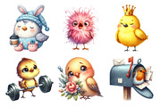 Watercolor Funny Bird Clipart, an Illustration by Daily.Designs (Thumbnail 2 of 4)