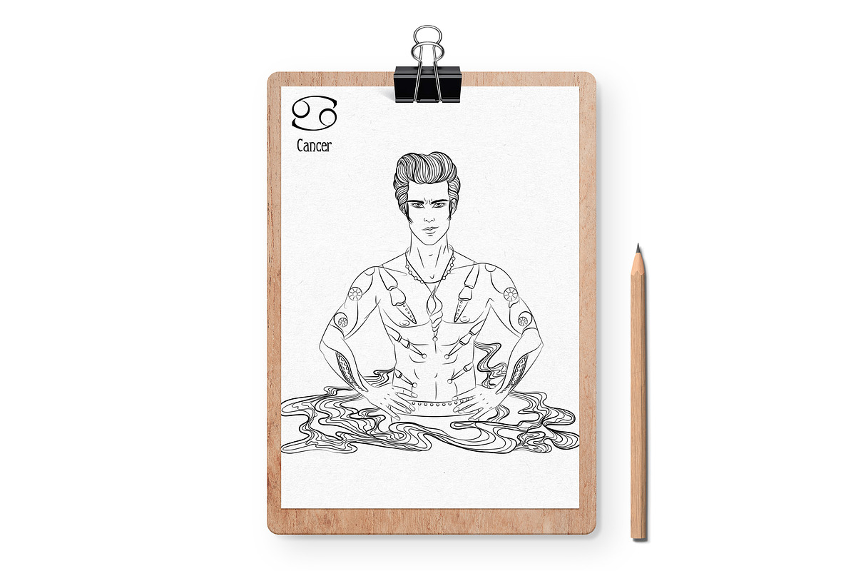 12 Zodiac Men Hand Drawn Collection, a Healthcare Illustration by ennona_art (Photo 11 of 11)
