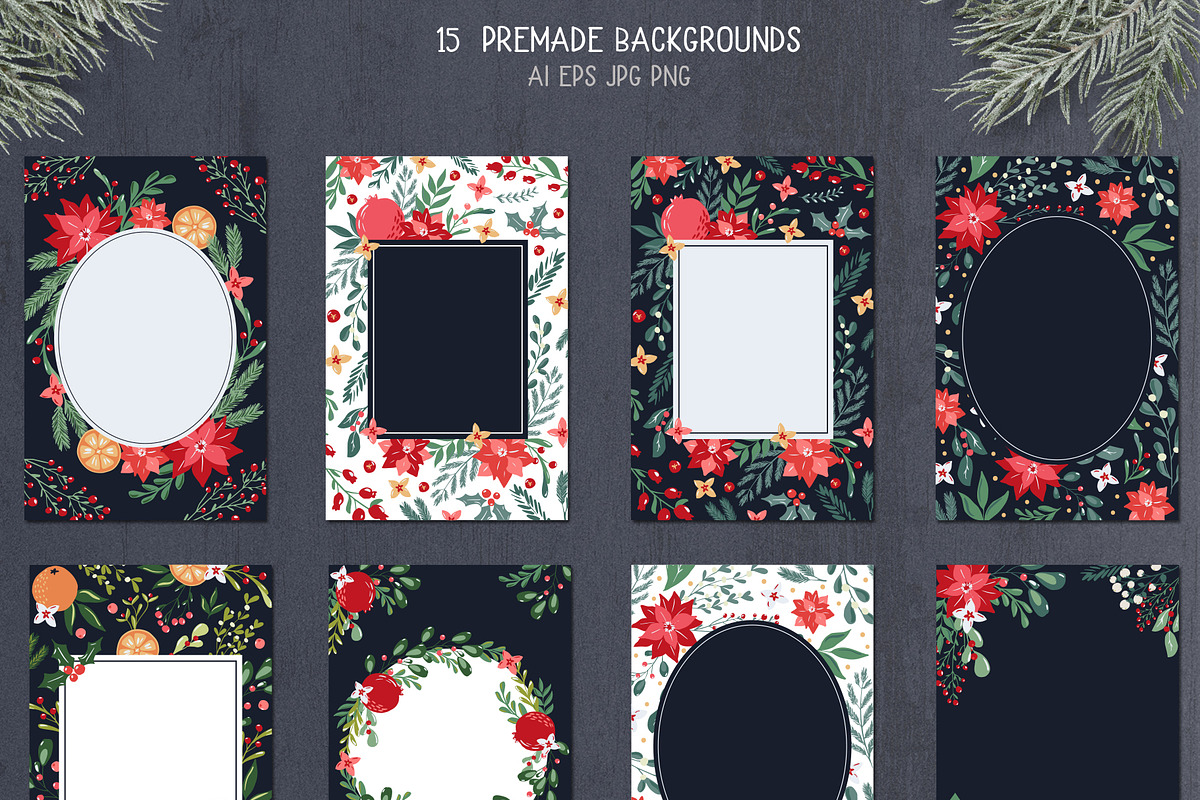 Christmas Florals Bundle, a Decorative Illustration by Cozy pattern shop (Photo 12 of 13)