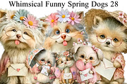 Whimsical Funny Spring Dogs Clipart, an Illustration by DreamArtGraphic (Thumbnail 1 of 8)