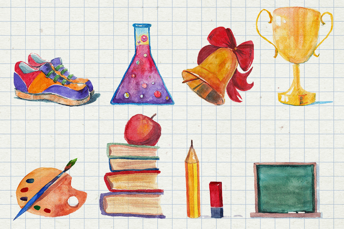 Back to school! 15 watercolor icons, an Icon by Art Loft (Photo 2 of 3)