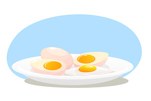 Plate with boiled and fried eggs, a Food Illustration by Vectorbuum