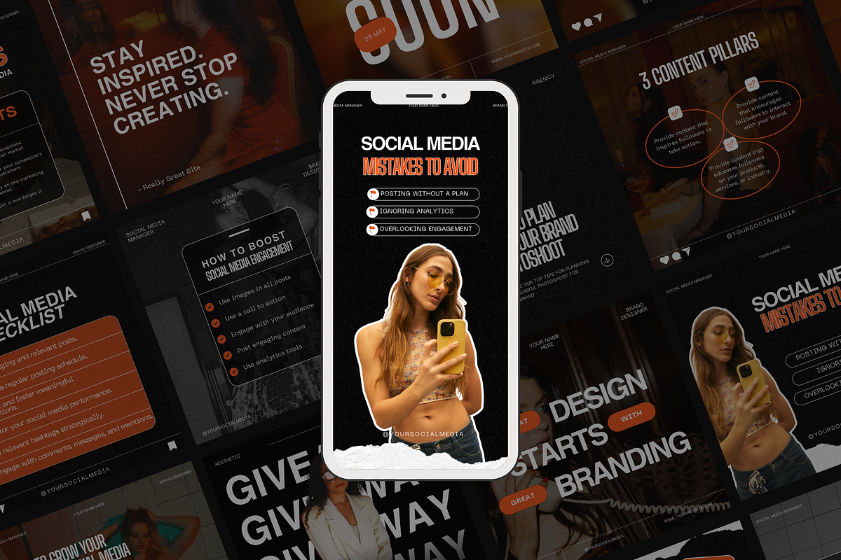 Black & Orange Social Media Template, a Social Media Template by My Template Studio (Photo 5 of 19)