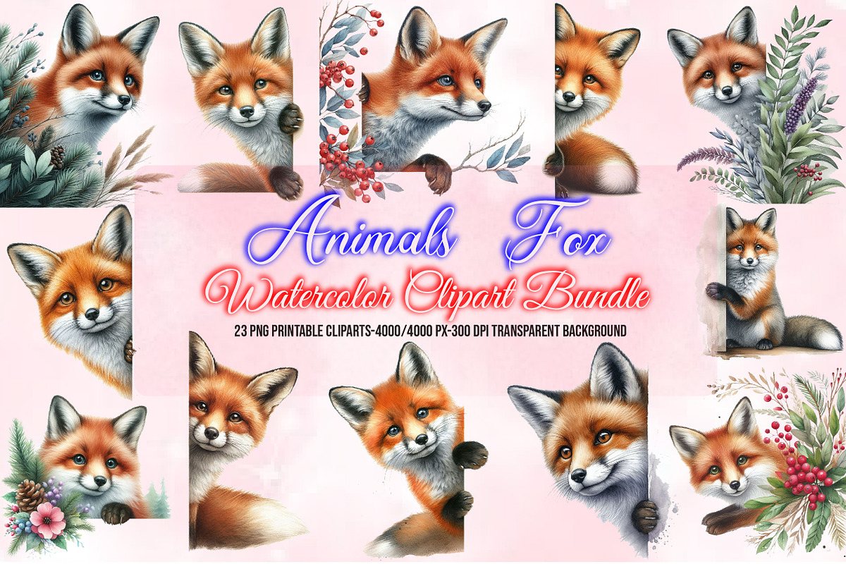 Mega Watercolor Clipart Bundle, a Seasonal Illustration by Craft Nest (Photo 3 of 20)