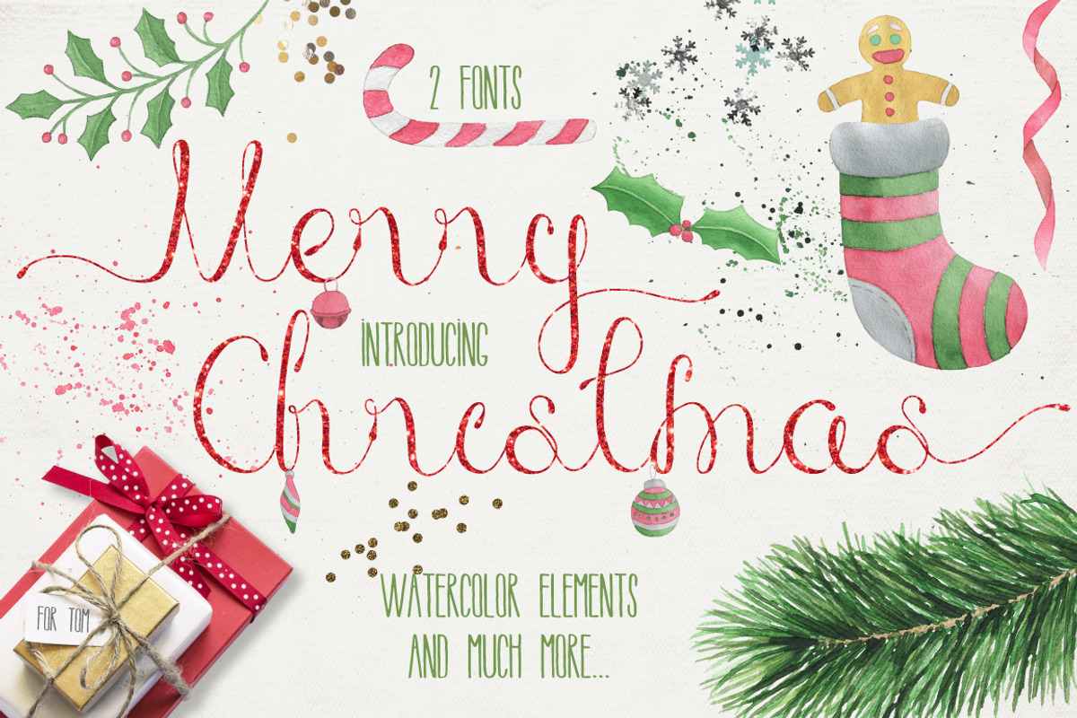 Merry Christmas [2 fonts]+Free Goods, a Script Font by Julia Dreams (Photo 1 of 7)