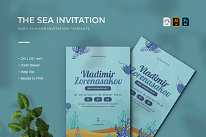 Sea Baby Shower - Invitation, a Print Template by VUNIRA