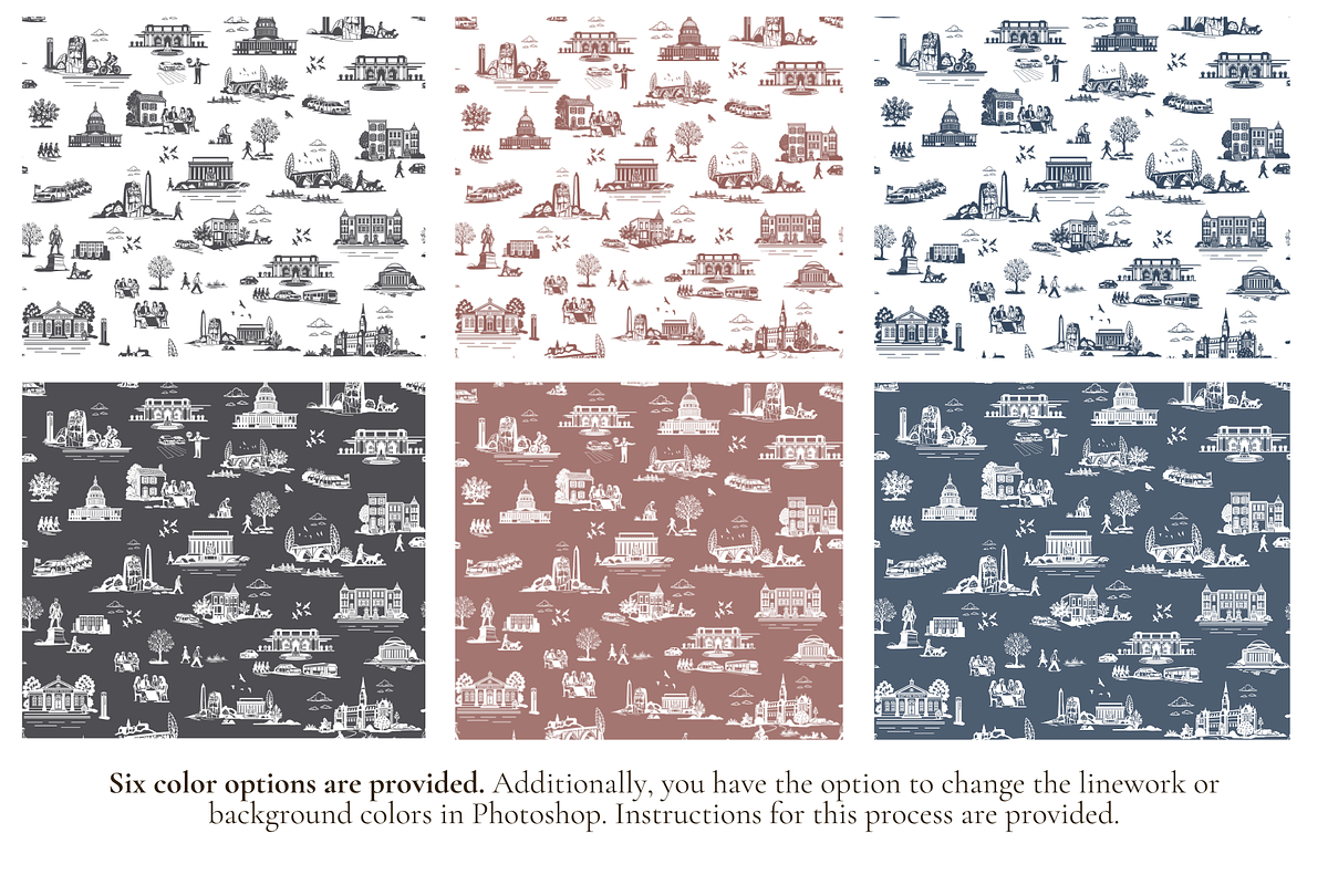 Washington DC Seamless Pattern Set, a Pattern Graphic by Hughes Studio (Photo 2 of 9)