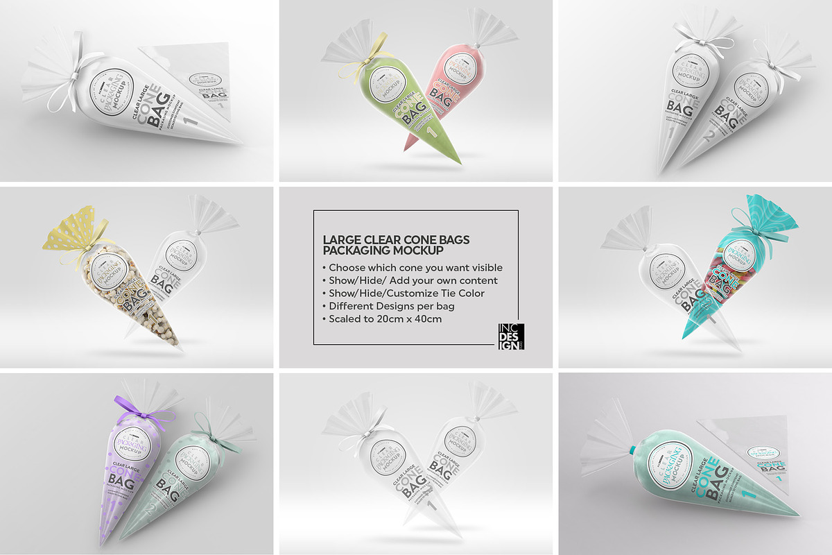 Clear Large Cone Bag PackagingMockup, a Packaging Mockup by INCDesign (Photo 2 of 15)