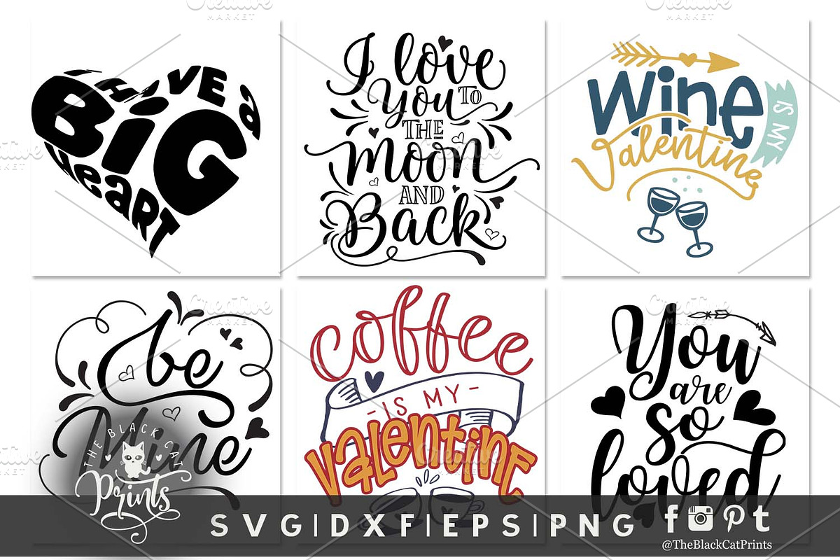 Valentines bundle SVG DXF EPS PNG, an Illustration by TheBlackCatPrints