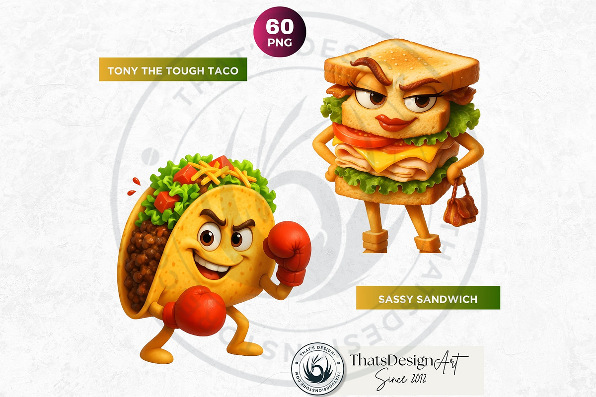 Funny Junk Food Character Cliparts, a Food Illustration by ThatsDesignArt (Photo 4 of 11)