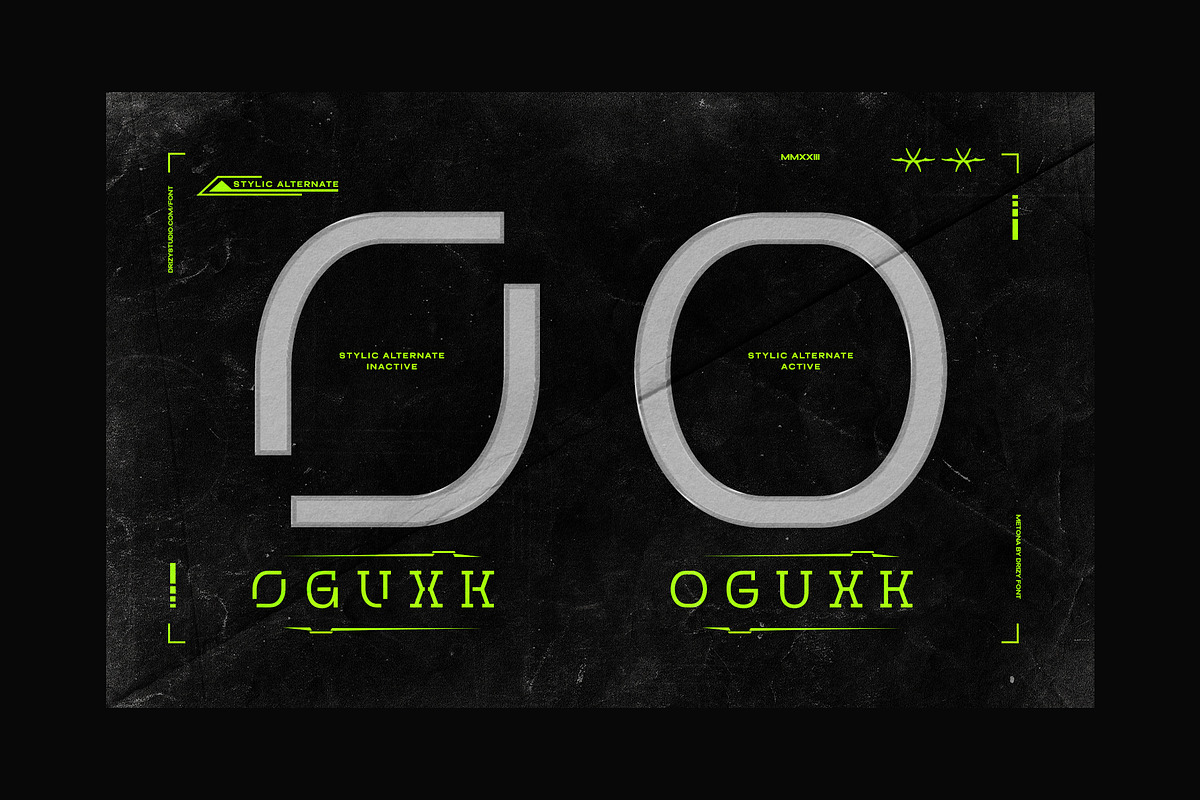 Metona - A Stencil Futuristic Font, a Slab Serif Font by Drizy (Photo 4 of 9)
