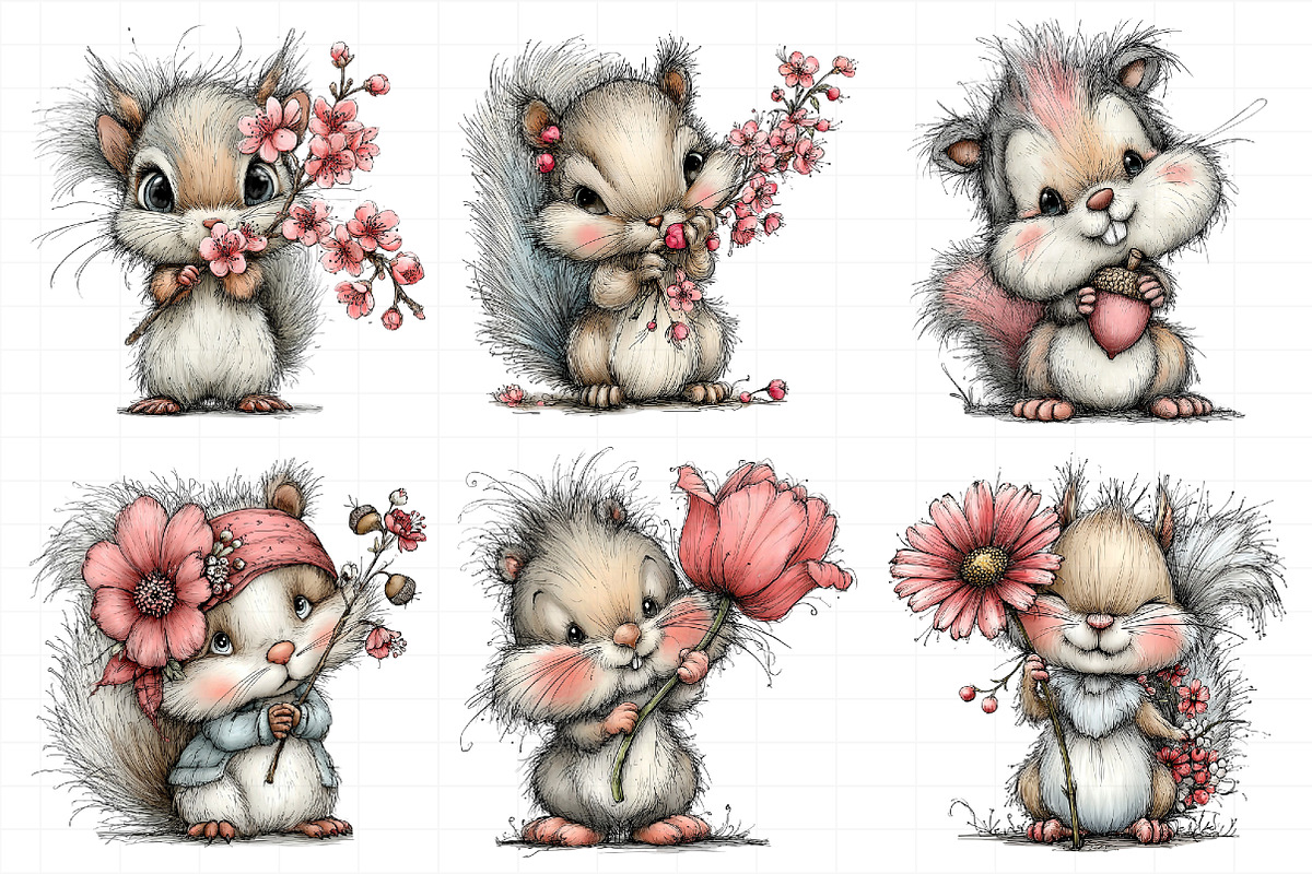 Watercolor Spring Squirrel Clipart, an Illustration by Daily.Designs (Photo 3 of 8)