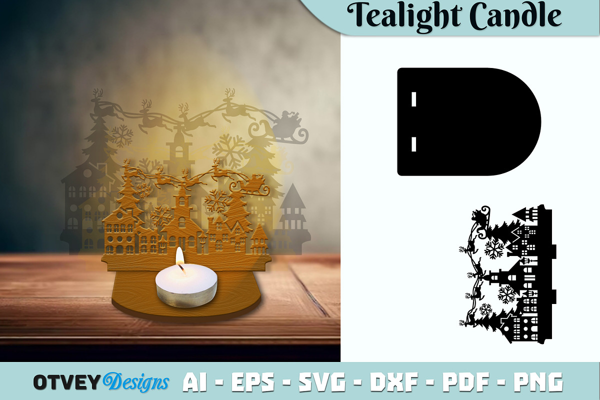 Christmas Scene Tealight Candle, a Decorative Illustration by OTVEY DESIGN (Photo 13 of 13)
