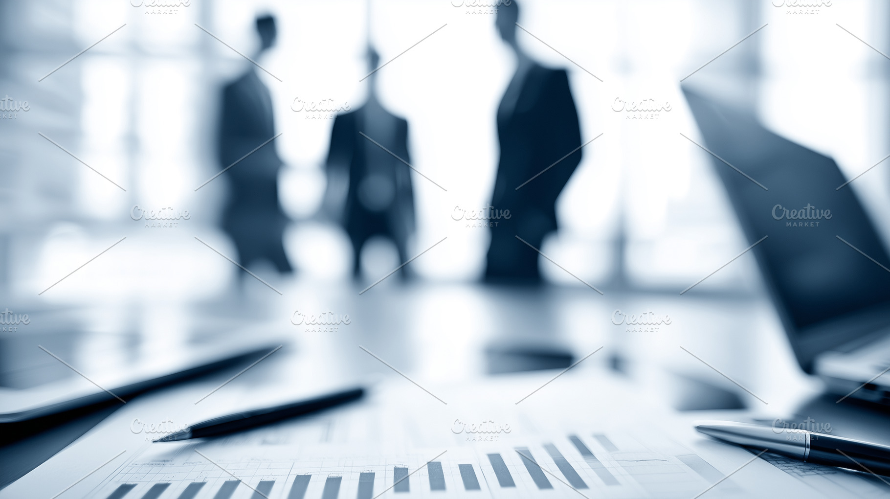 Blurred office setting with men, a Business Photo by MistyDay